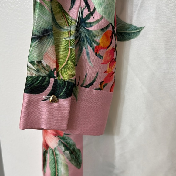 Zara Pink and Green Long Sleeve Resort Dress - Picture 9 of 12